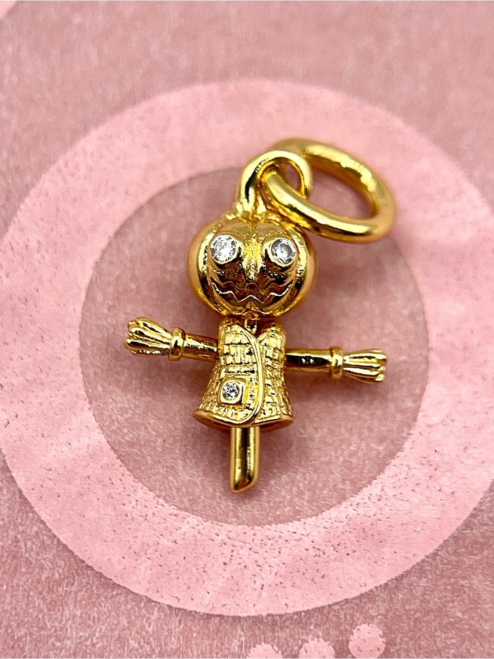 Pandora Disney Pumpkin King Gold Movable Crystal Dangle Charm